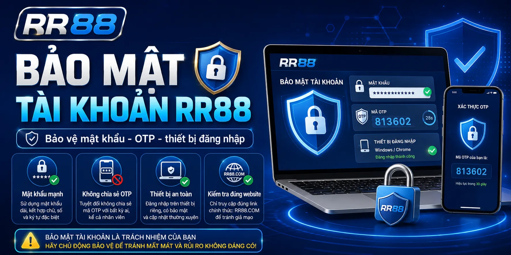 Bảo mật tài khoản RR88 sau khi đăng ký
