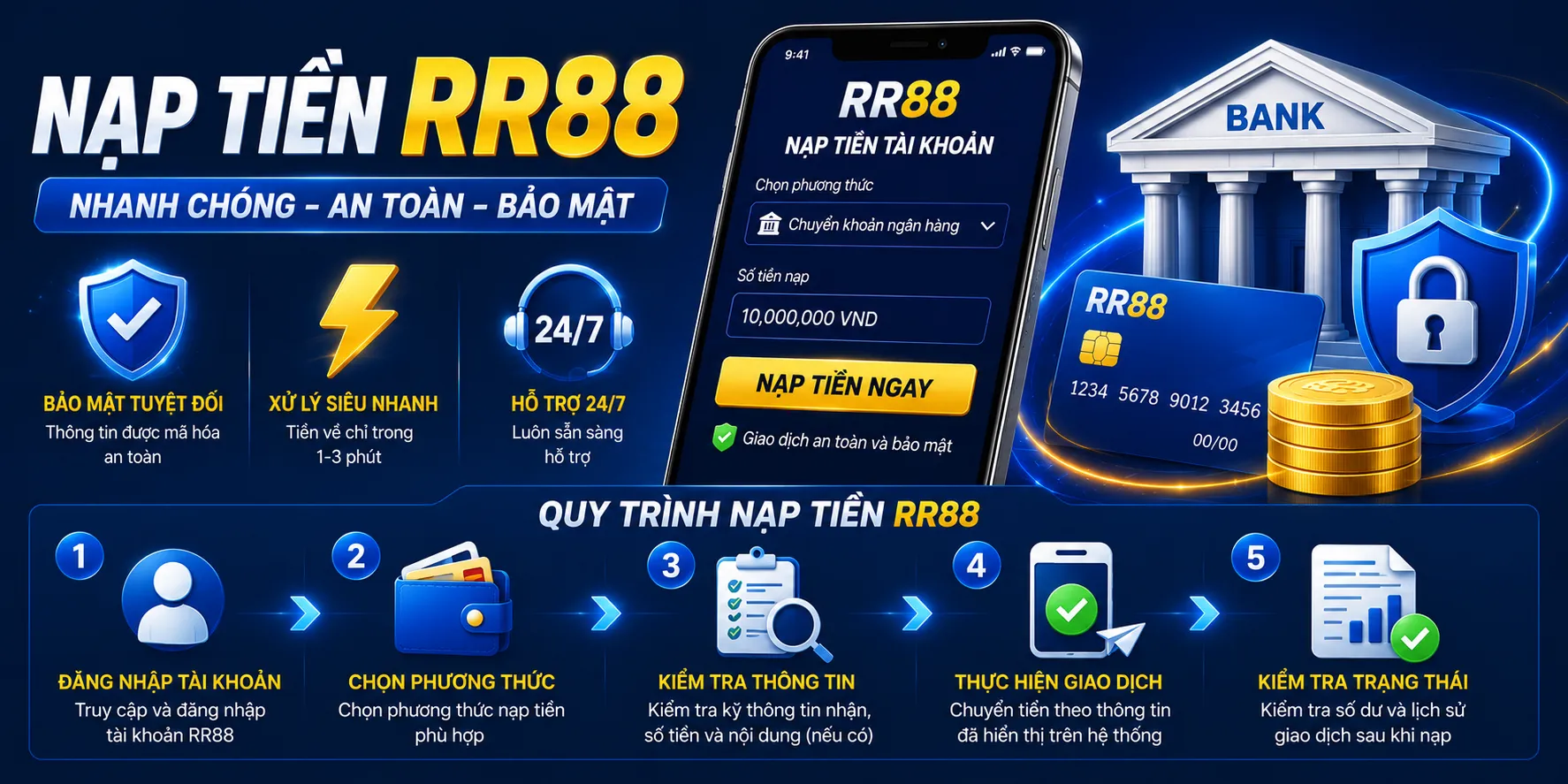 Lưu ý bảo mật khi nạp tiền RR88
