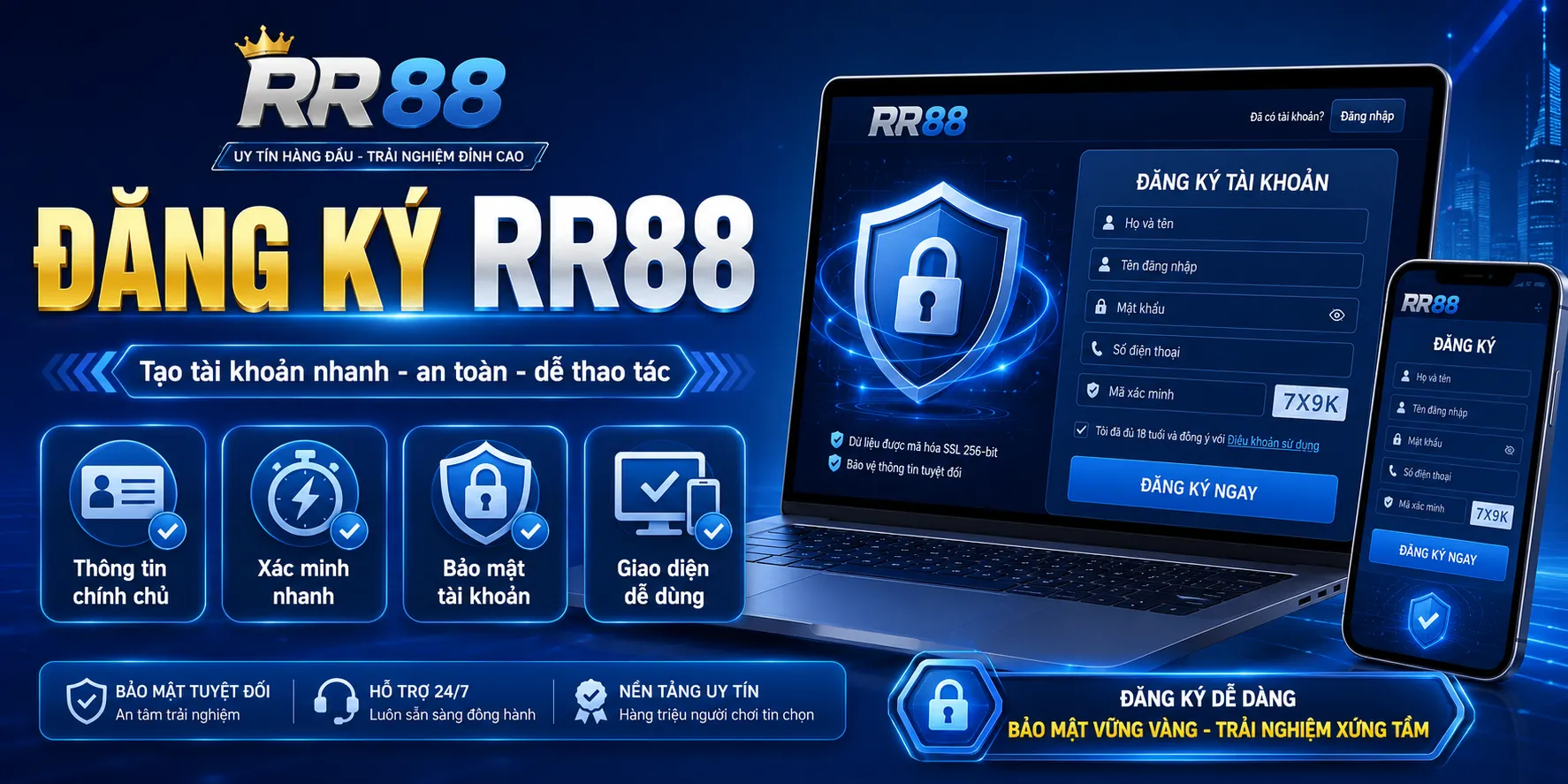 Đăng ký RR88 an toàn với form tạo tài khoản